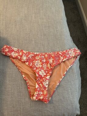 J. Crew Floral Red and Cream Bikini Bottoms